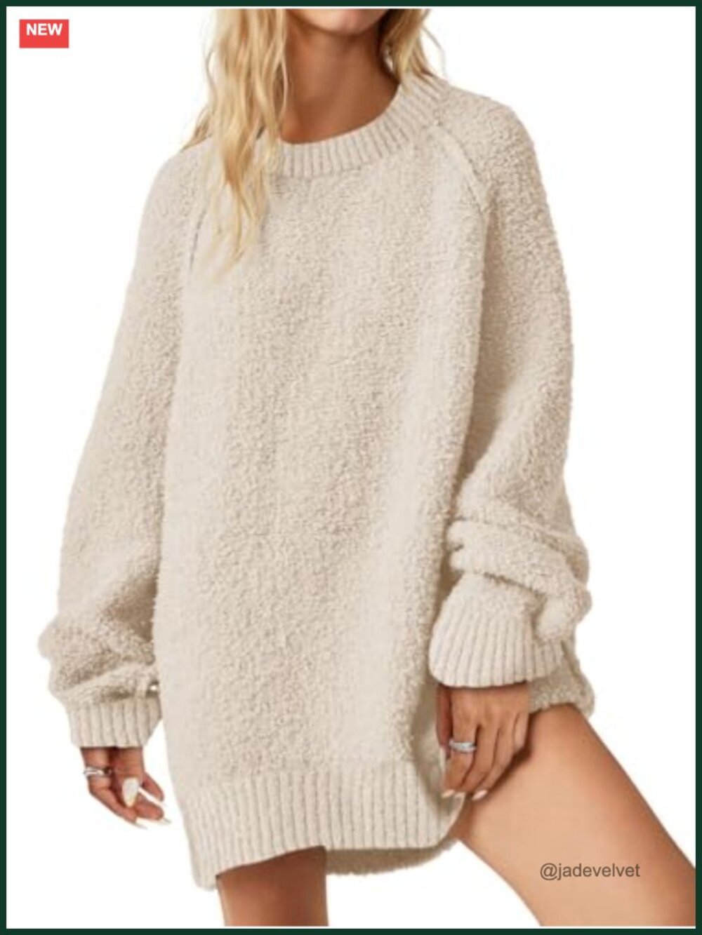 Oversized Fuzzy Long Sleeve Crew Neck Pullover Sweater Women's Cozy Loungewear